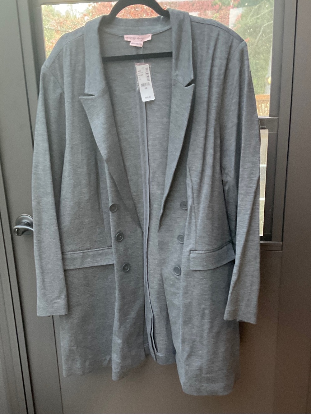 Penningtons Gray Double-Breasted Knit Blazer